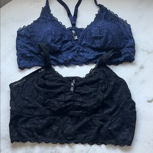 Elegant Lace Bralette Duo in Black and Navy